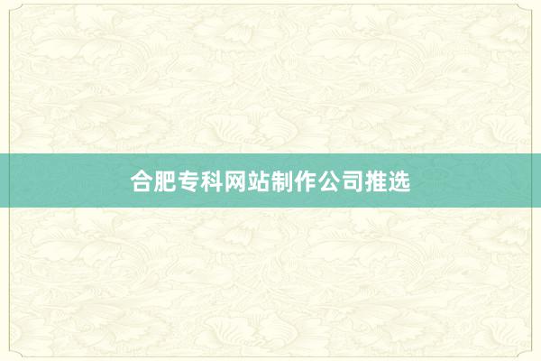 合肥专科网站制作公司推选